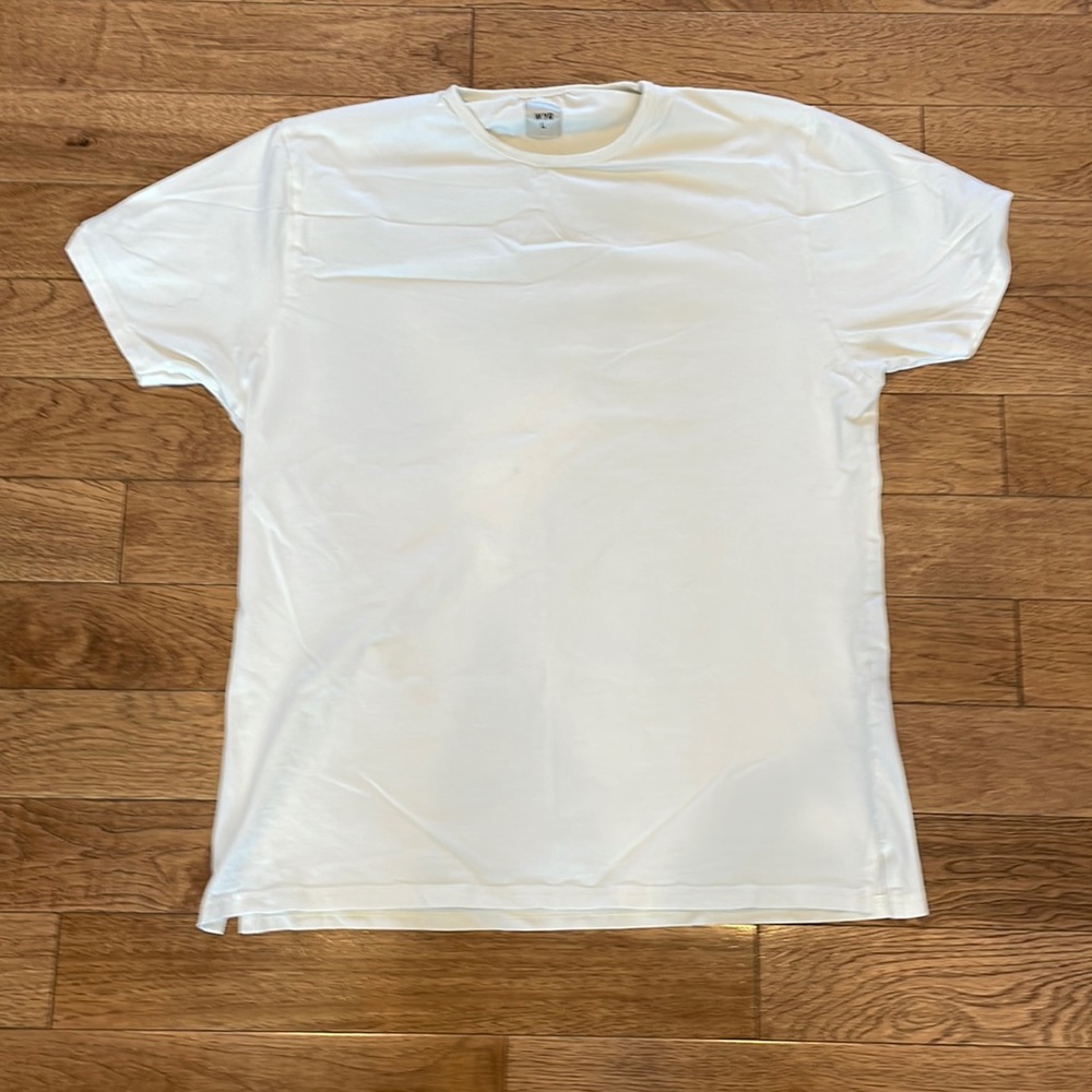 Wyr split hem shirt, cream, large